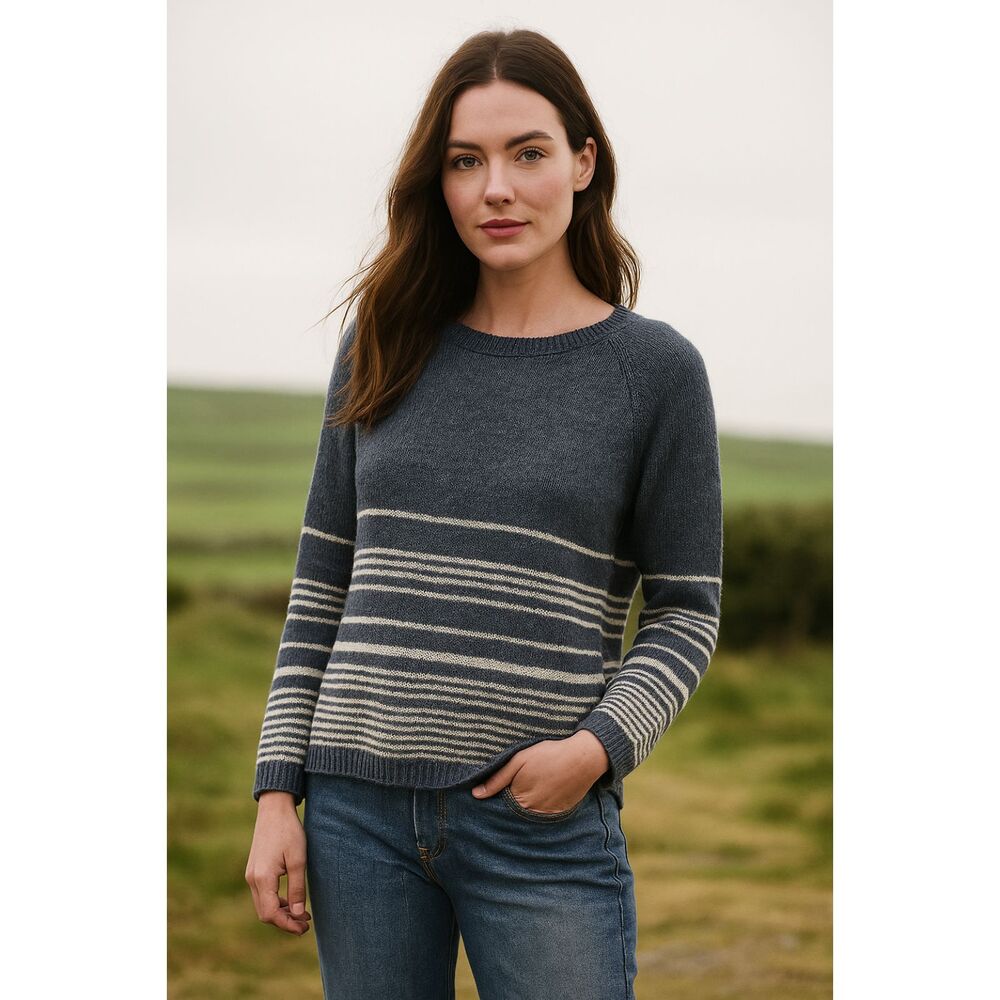 Margaret O’Leary Open Back Linen Striped Sweater S